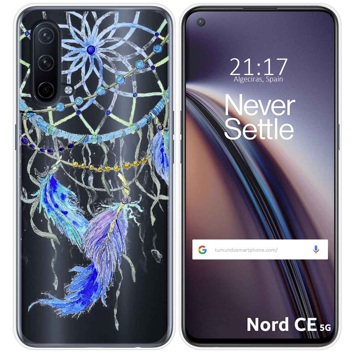 Funda Silicona Transparente para OnePlus Nord CE 5G diseño Plumas Dibujos