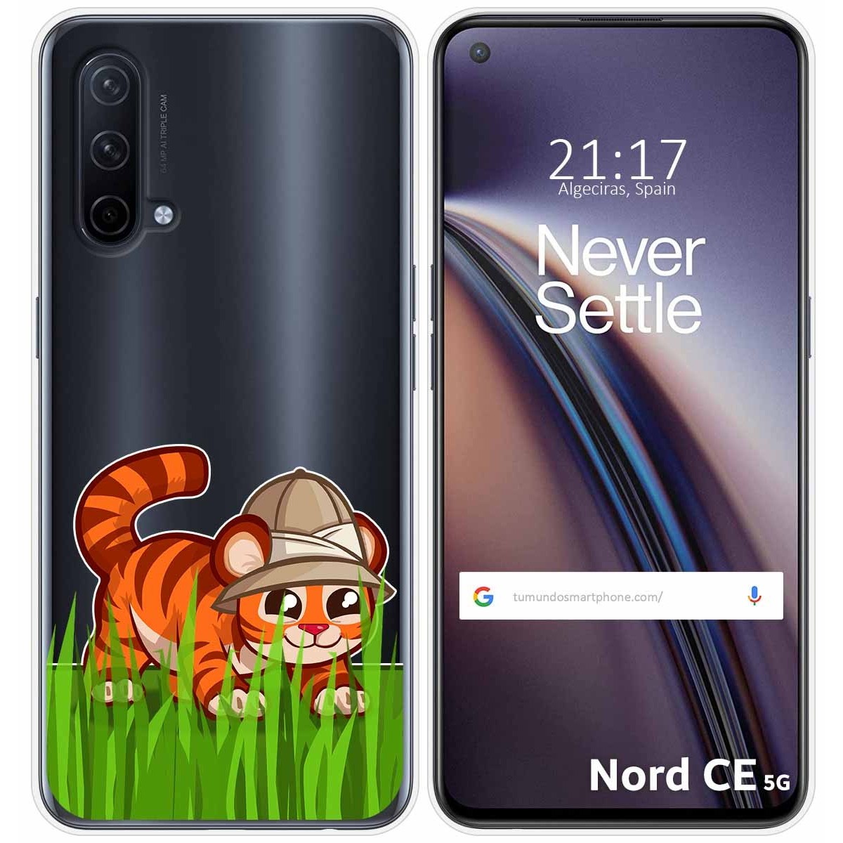 Funda Silicona Transparente para OnePlus Nord CE 5G diseño Tigre Dibujos