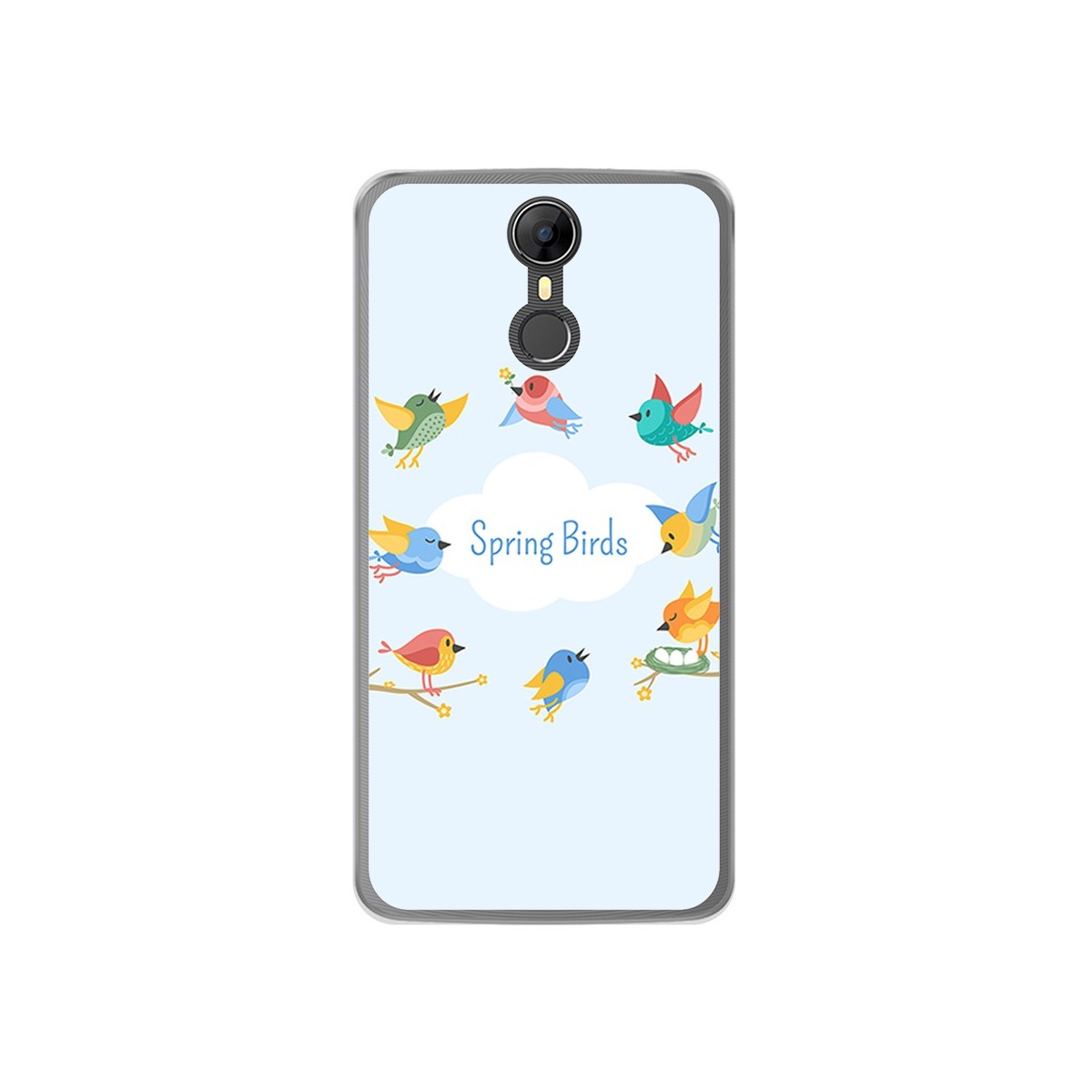 Funda Gel Tpu para Homtom HT27 Diseño Spring Birds Dibujos