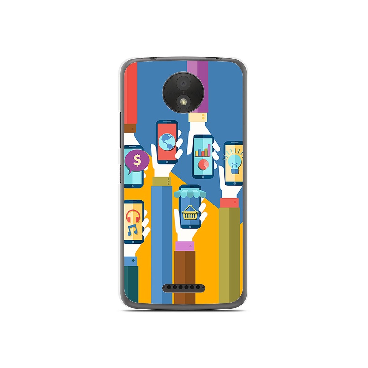 Funda Gel Tpu para Motorola Moto C Plus Diseño Apps Dibujos
