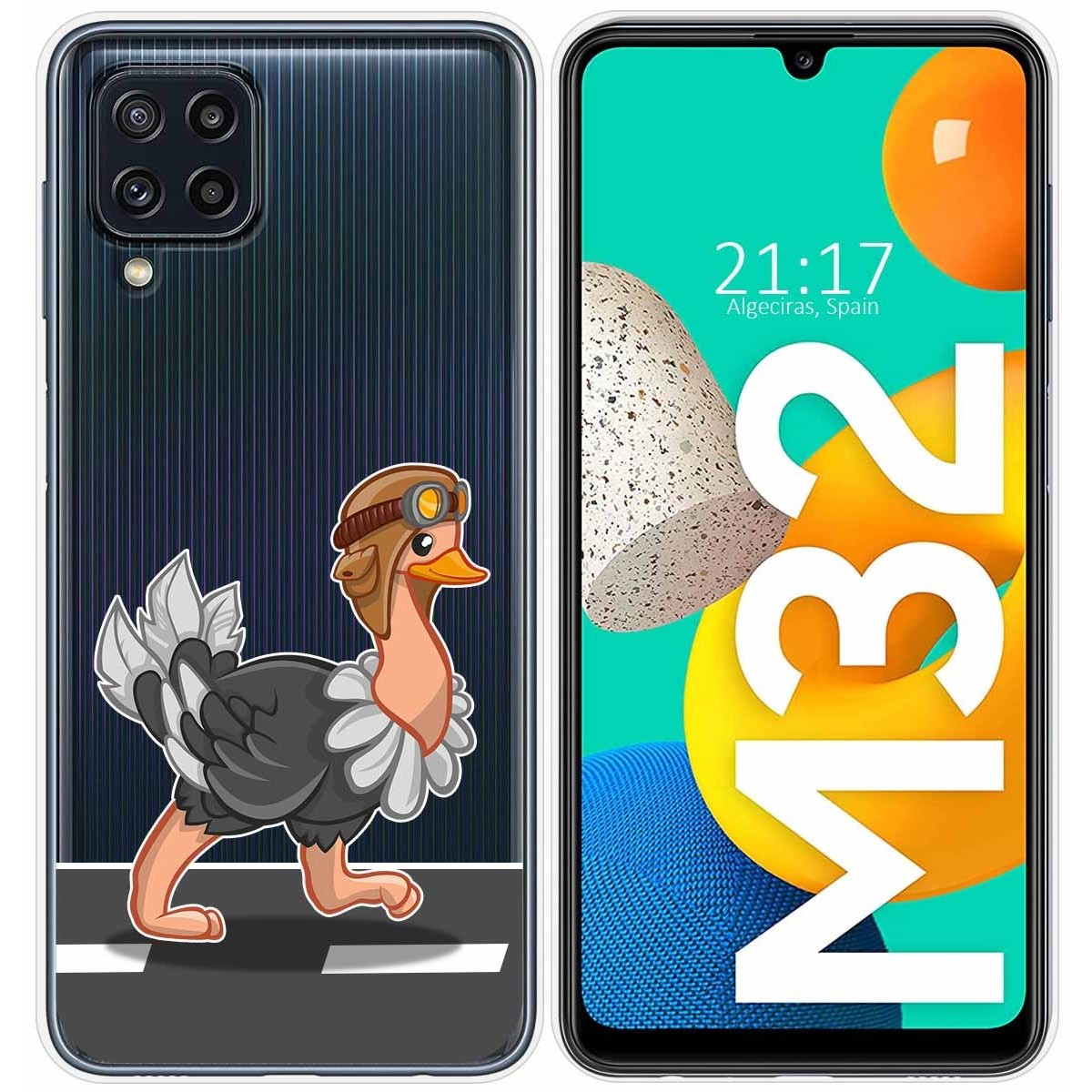 Funda Silicona Transparente para Samsung Galaxy M32 diseño Avestruz Dibujos