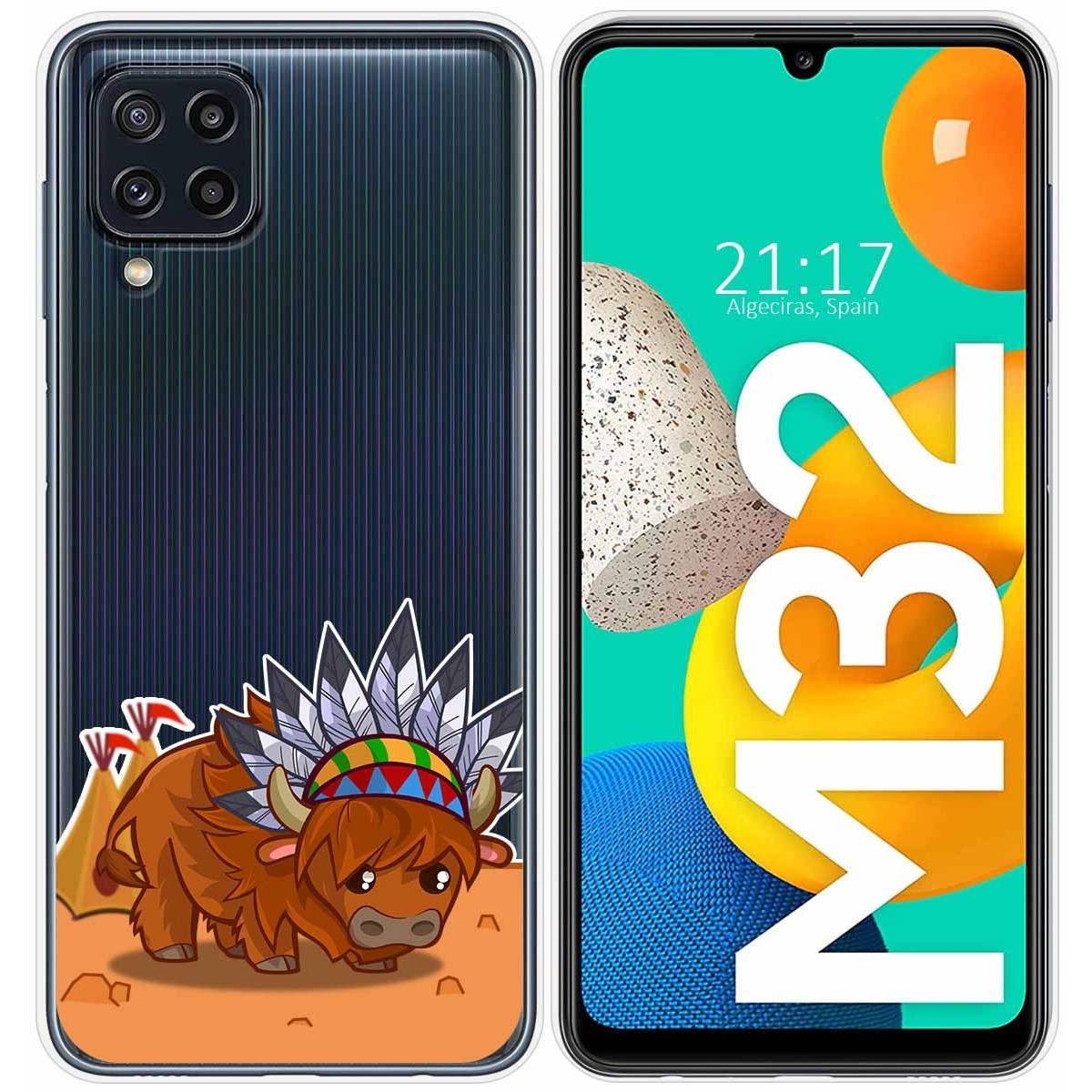 Funda Silicona Transparente para Samsung Galaxy M32 diseño Bufalo Dibujos