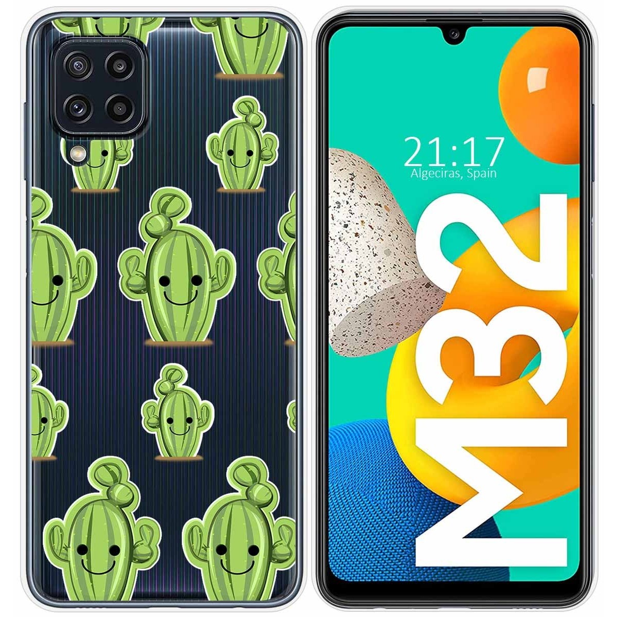 Funda Silicona Transparente para Samsung Galaxy M32 diseño Cactus Dibujos