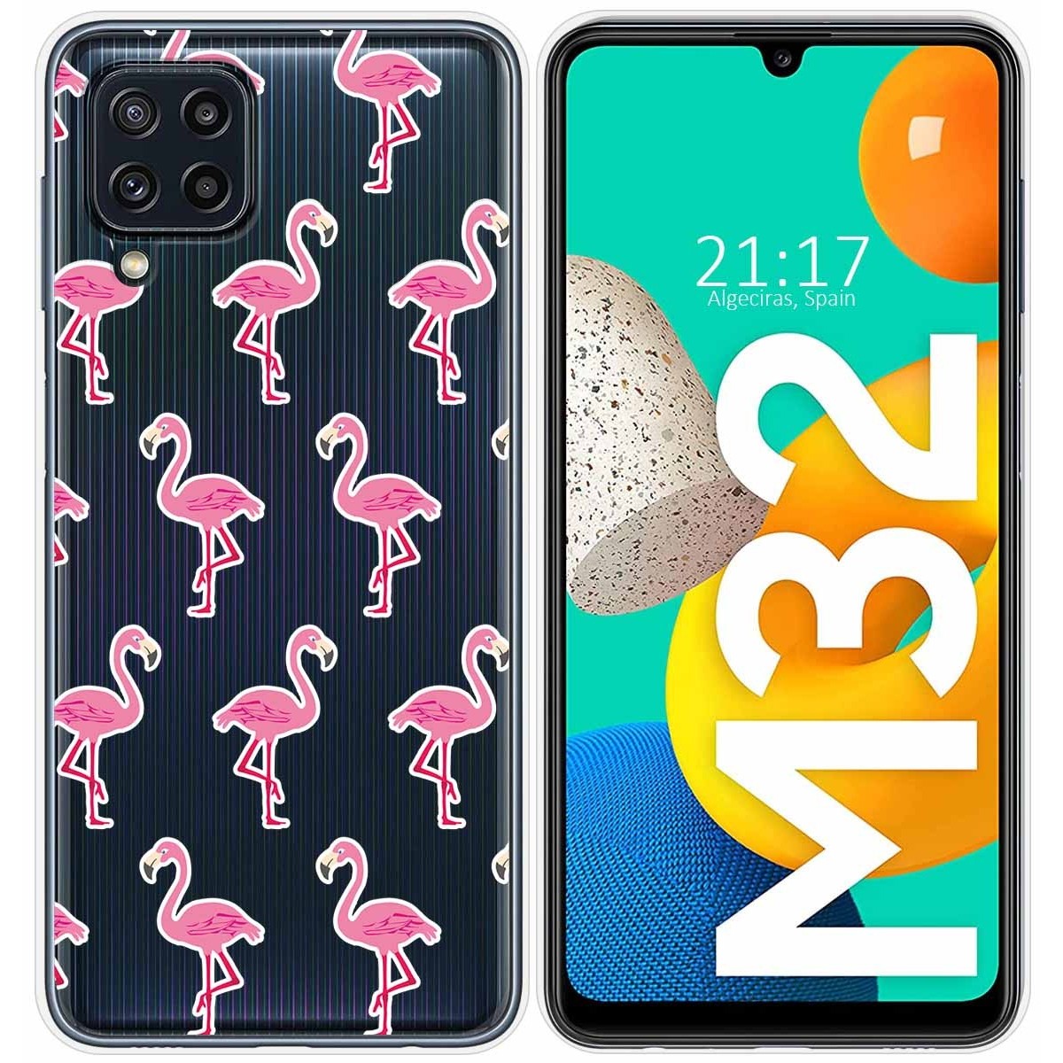 Funda Silicona Transparente para Samsung Galaxy M32 diseño Flamenco Dibujos