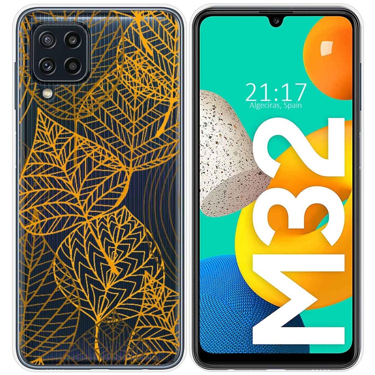 Funda Silicona Transparente para Samsung Galaxy M32 diseño Hojas Dibujos