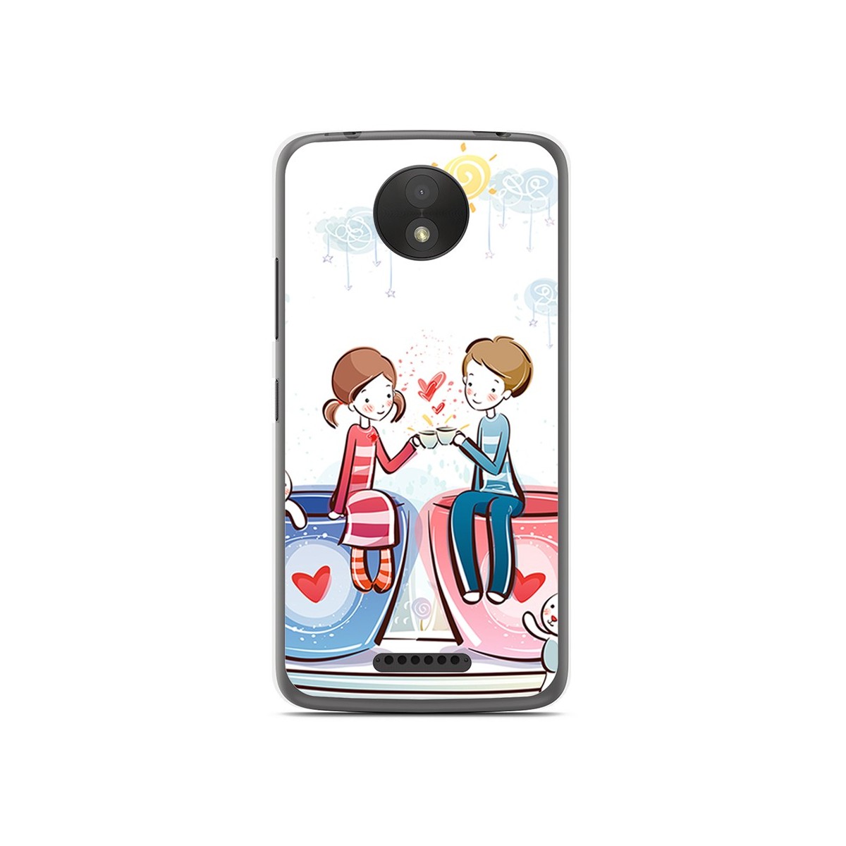 Funda Gel Tpu para Motorola Moto C Plus Diseño Cafe Dibujos