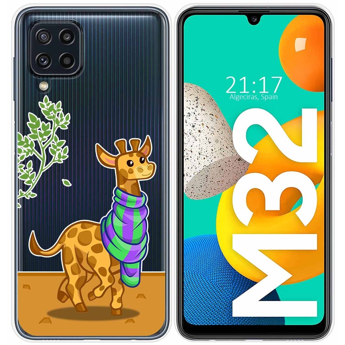 Funda Silicona Transparente para Samsung Galaxy M32 diseño Jirafa Dibujos