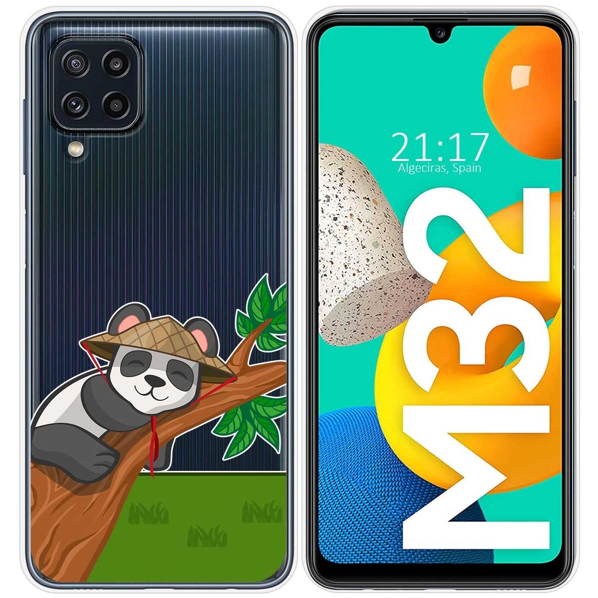 Funda Silicona Transparente para Samsung Galaxy M32 diseño Panda Dibujos