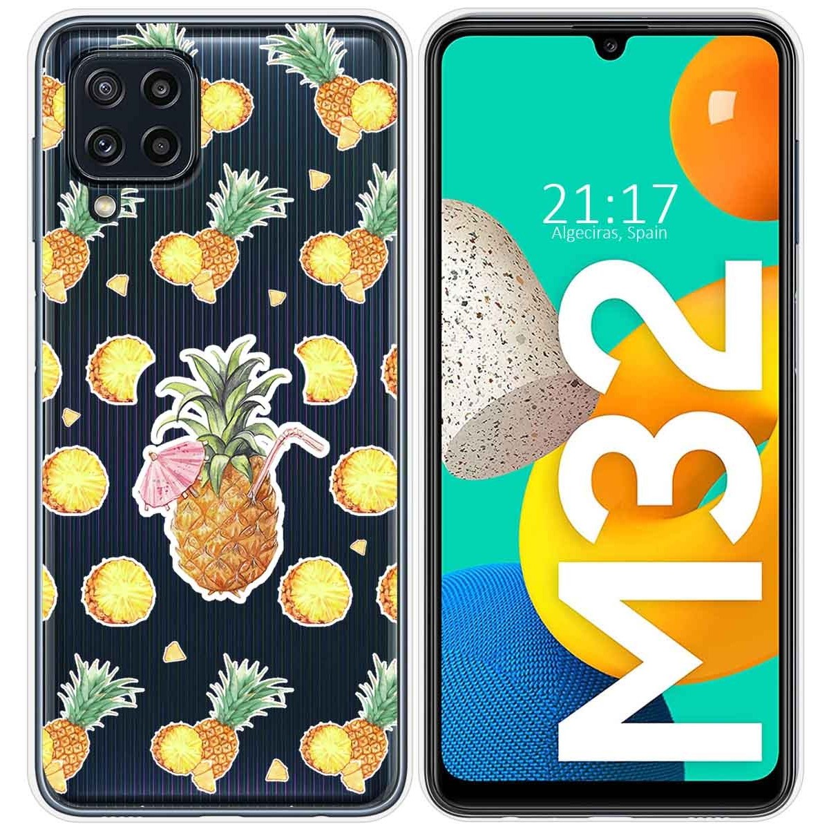 Funda Silicona Transparente para Samsung Galaxy M32 diseño Piña Dibujos