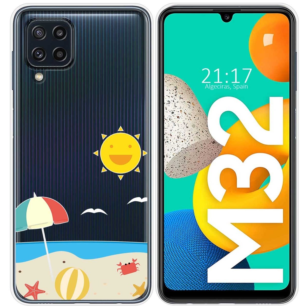 Funda Silicona Transparente para Samsung Galaxy M32 diseño Playa Dibujos