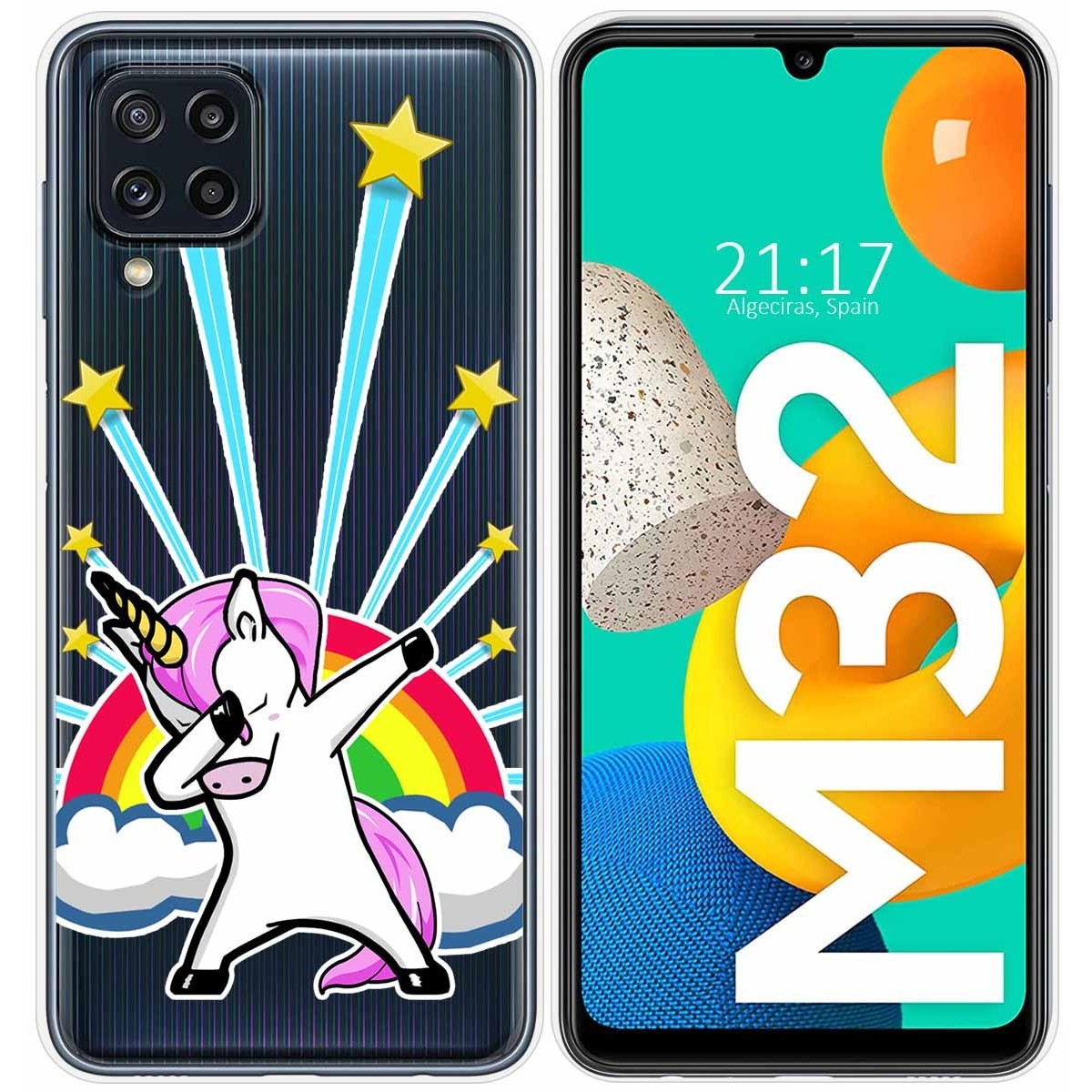 Funda Silicona Transparente para Samsung Galaxy M32 diseño Unicornio Dibujos