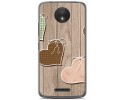 Funda Gel Tpu para Motorola Moto C Plus Diseño Corazones Madera Dibujos