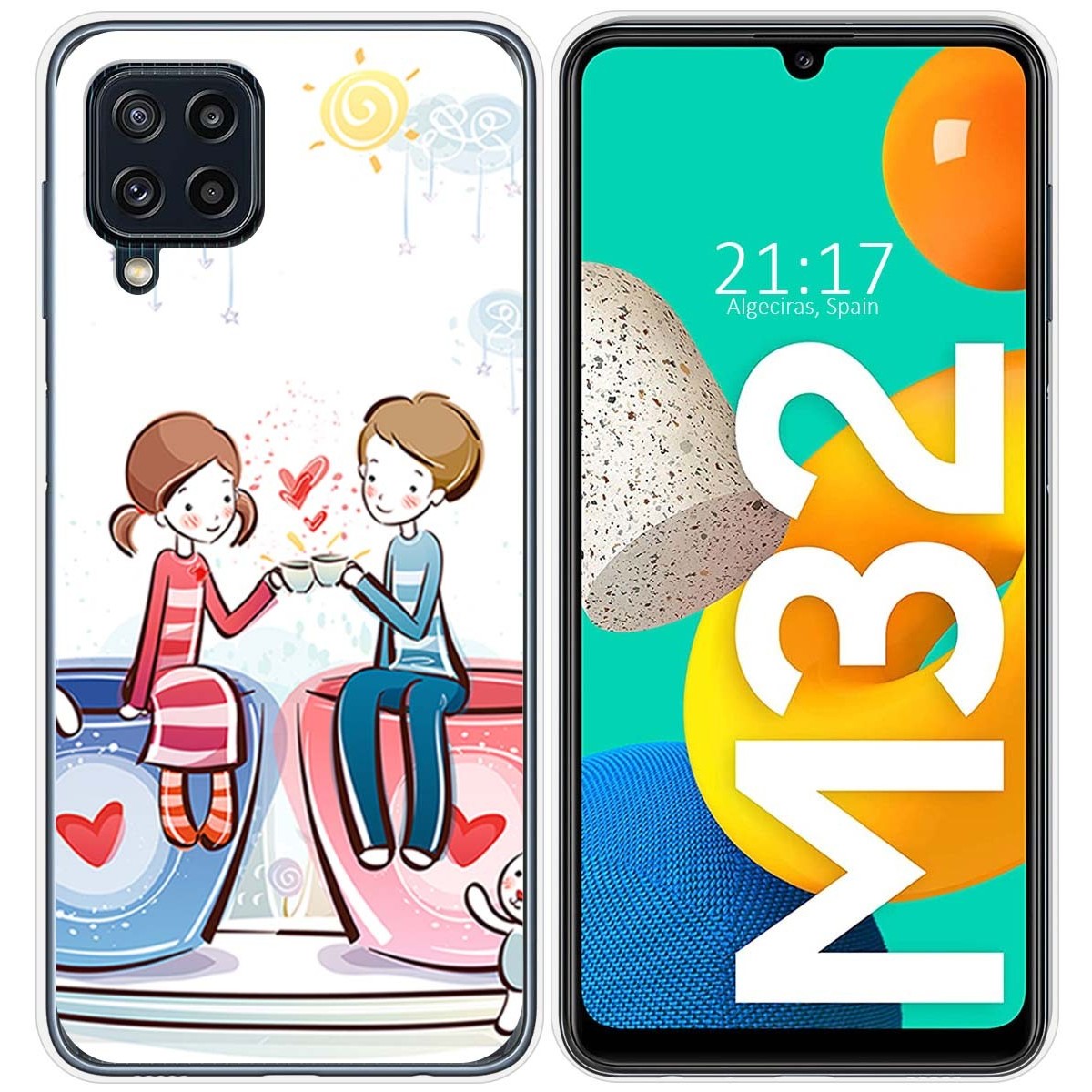 Funda Silicona para Samsung Galaxy M32 diseño Café Dibujos