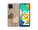 Funda Silicona para Samsung Galaxy M32 diseño Corazones Madera Dibujos