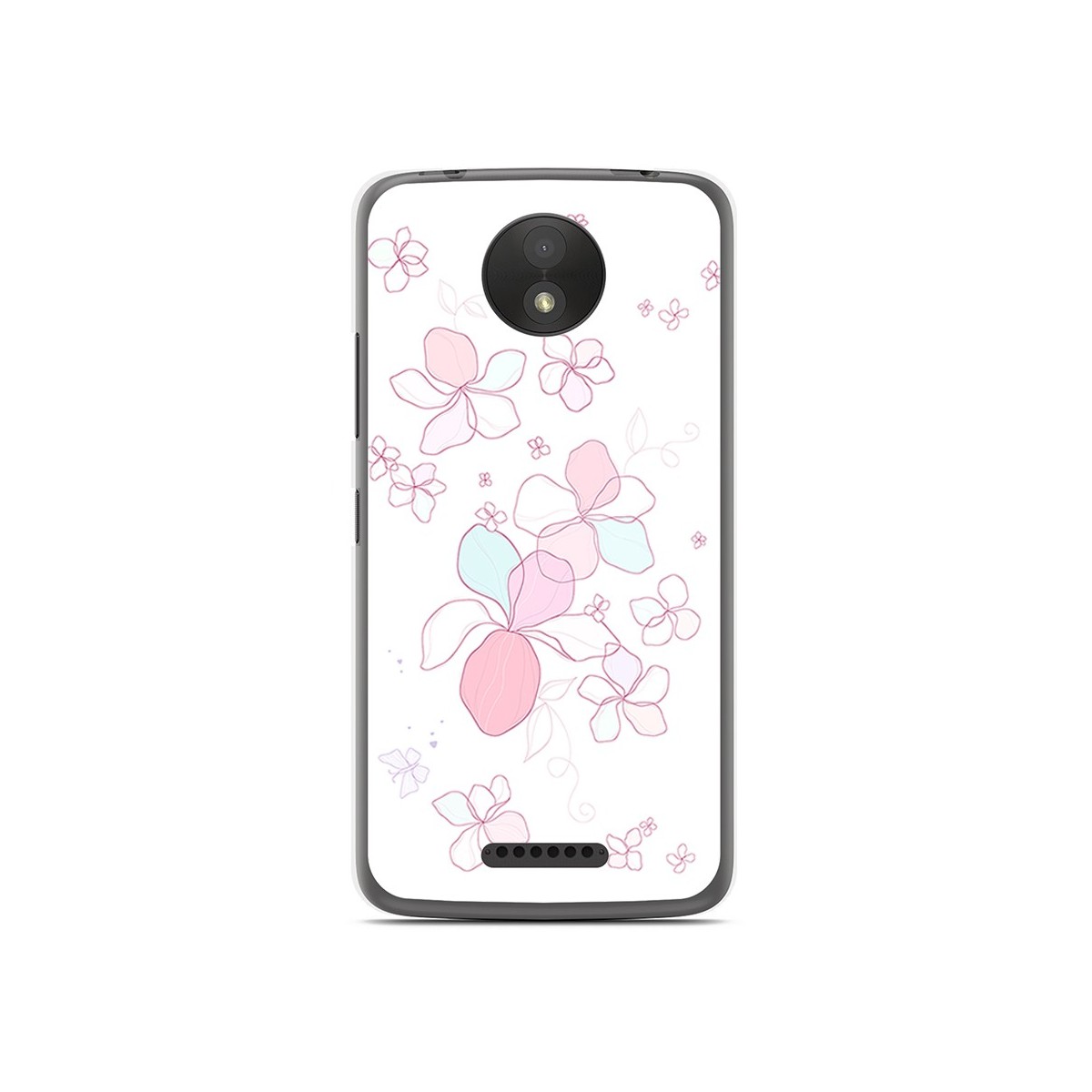 Funda Gel Tpu para Motorola Moto C Plus Diseño Flores Minimal Dibujos