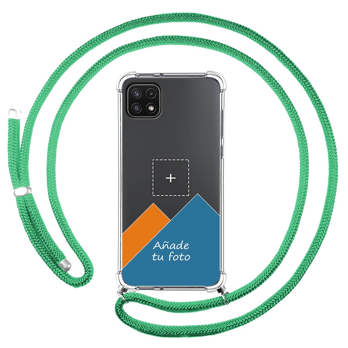 Personaliza tu Funda Colgante Transparente para Samsung Galaxy A22 5G con Cordon Verde Agua Dibujo Personalizada