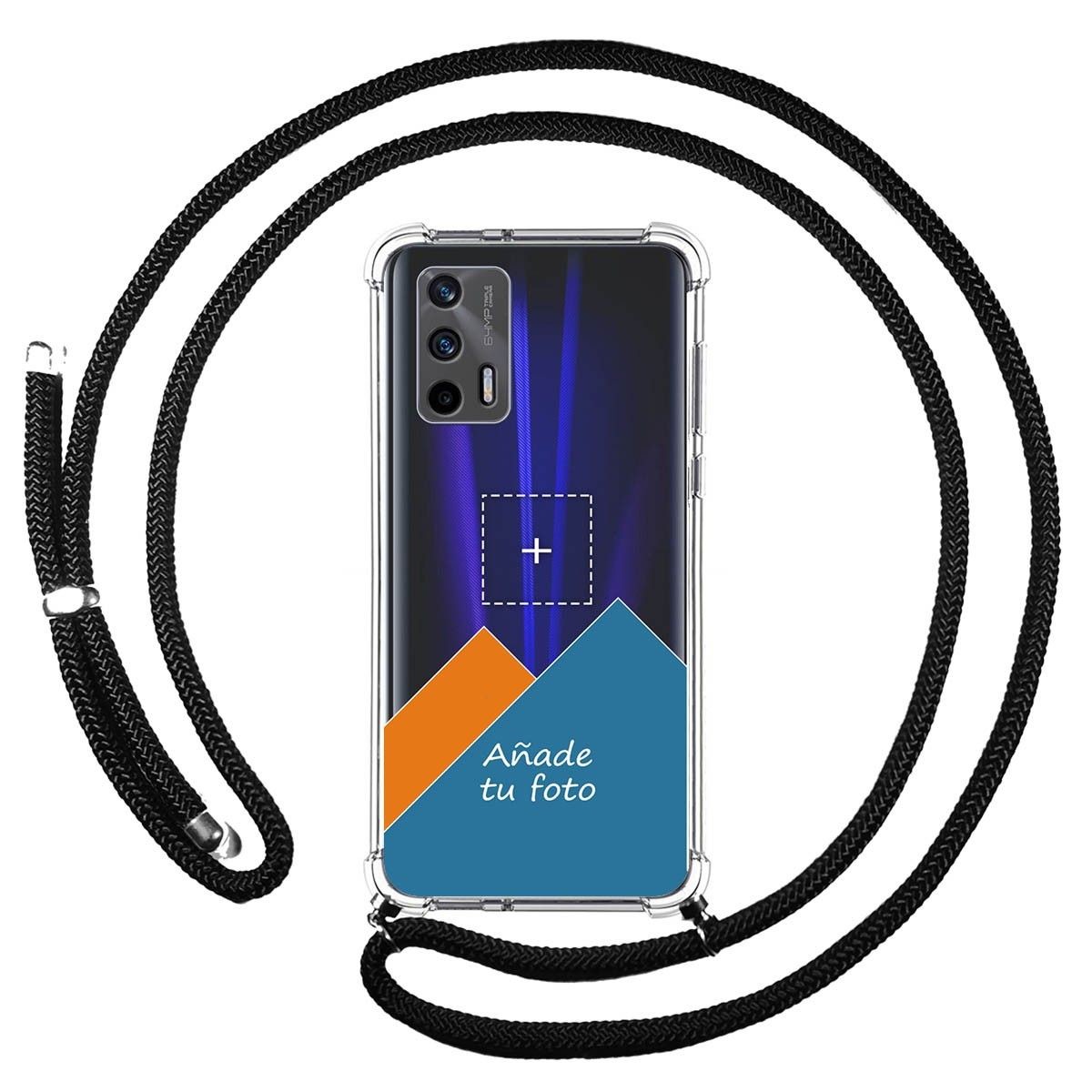 Personaliza tu Funda Colgante Transparente para Realme GT 5G con Cordon Negro Dibujo Personalizada