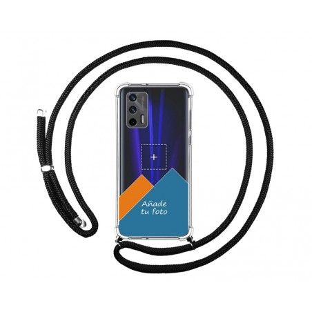 Personaliza tu Funda Colgante Transparente para Realme GT 5G con Cordon Negro Dibujo Personalizada