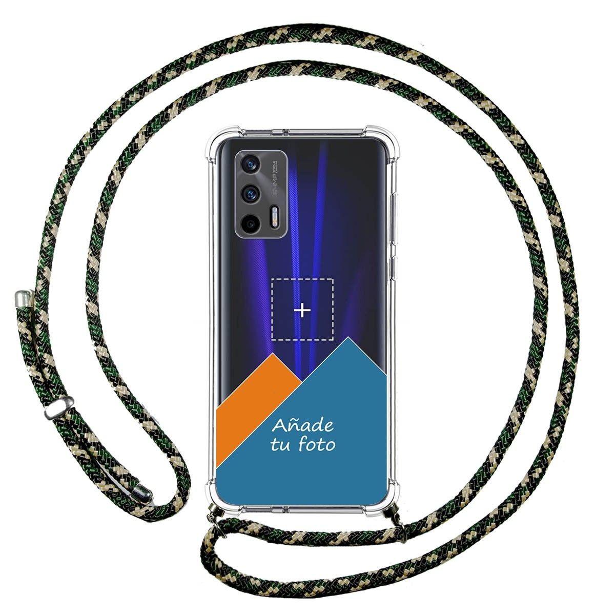 Personaliza tu Funda Colgante Transparente para Realme GT 5G con Cordon Verde / Dorado Dibujo Personalizada