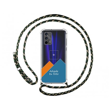 Personaliza tu Funda Colgante Transparente para Realme GT 5G con Cordon Verde / Dorado Dibujo Personalizada