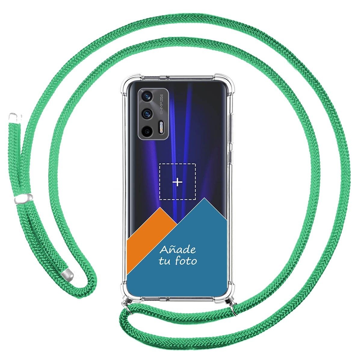 Personaliza tu Funda Colgante Transparente para Realme GT 5G con Cordon Verde Agua Dibujo Personalizada