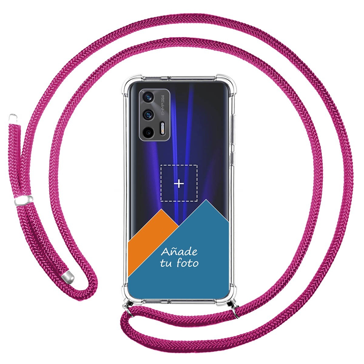 Personaliza tu Funda Colgante Transparente para Realme GT 5G con Cordon Rosa Fucsia Dibujo Personalizada