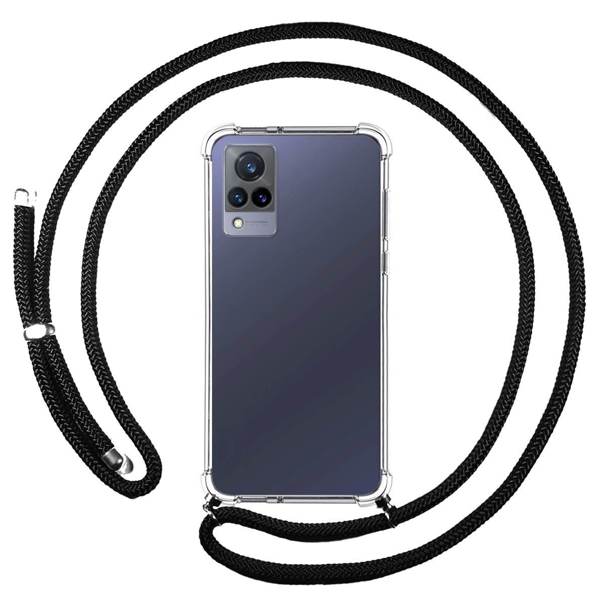 Personaliza tu Funda Colgante Transparente para Vivo V21 5G con Cordon Negro Dibujo Personalizada