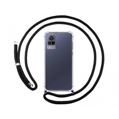 Personaliza tu Funda Colgante Transparente para Vivo V21 5G con Cordon Negro Dibujo Personalizada