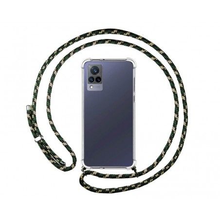 Personaliza tu Funda Colgante Transparente para Vivo V21 5G con Cordon Verde / Dorado Dibujo Personalizada