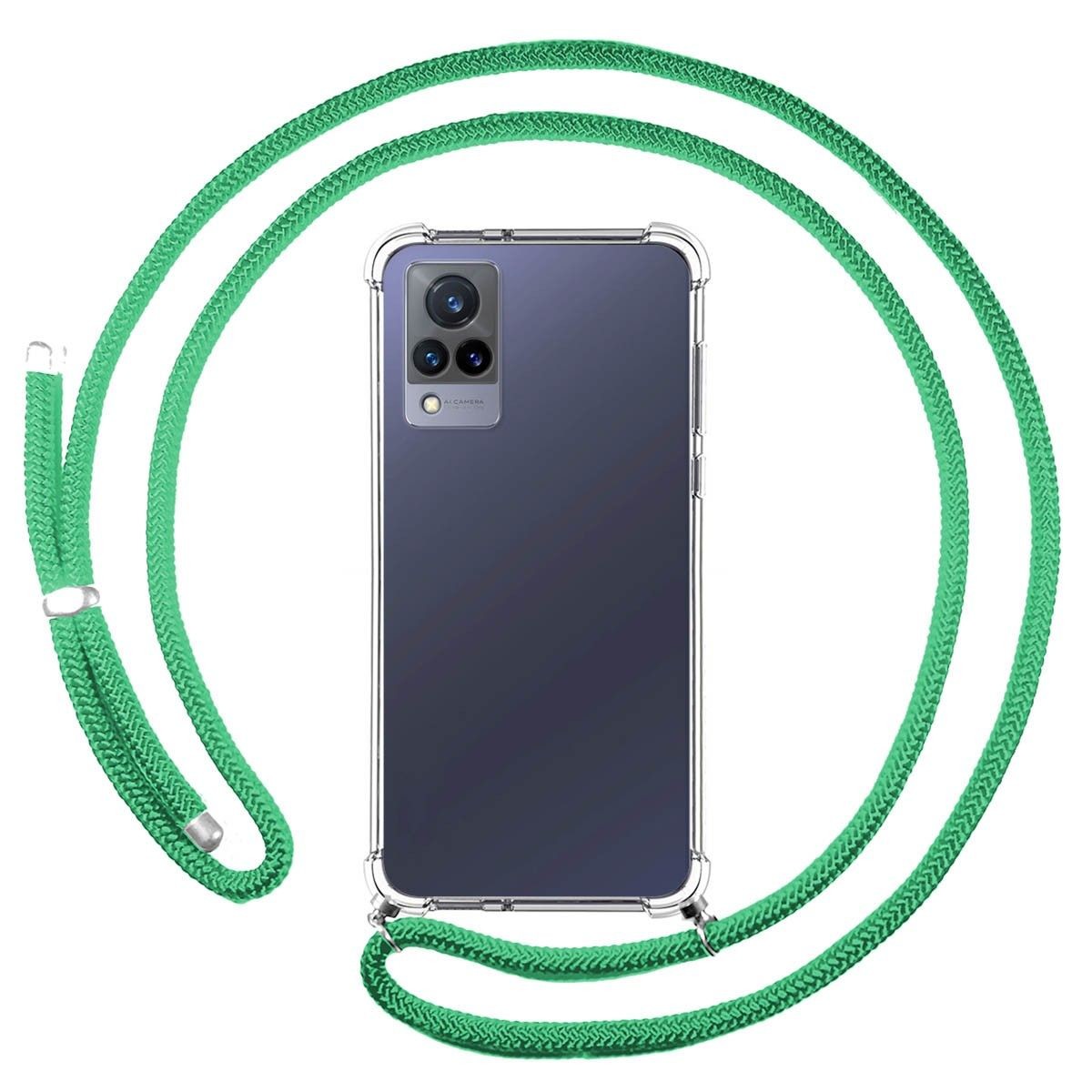 Personaliza tu Funda Colgante Transparente para Vivo V21 5G con Cordon Verde Agua Dibujo Personalizada