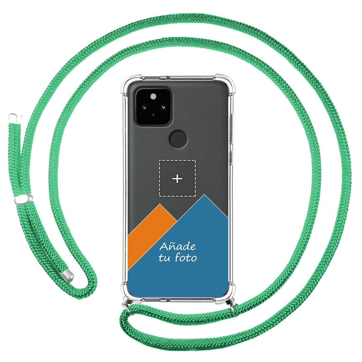 Personaliza tu Funda Colgante Transparente para Google Pixel 5 5G con Cordon Verde Agua Dibujo Personalizada