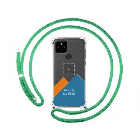 Personaliza tu Funda Colgante Transparente para Google Pixel 5 5G con Cordon Verde Agua Dibujo Personalizada