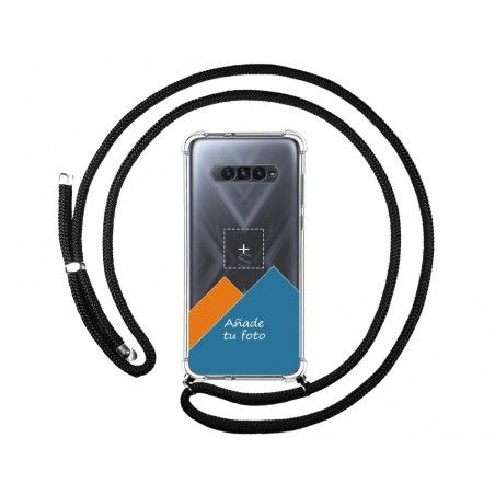 Personaliza tu Funda Colgante Transparente para Xiaomi Black Shark 4 5G con Cordon Negro Dibujo Personalizada