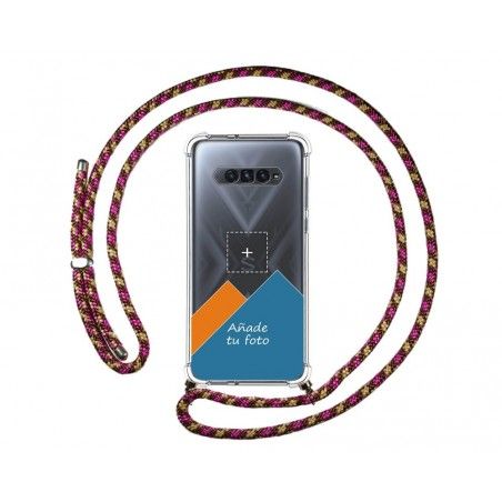 Personaliza tu Funda Colgante Transparente para Xiaomi Black Shark 4 5G con Cordon Rosa / Dorado Dibujo Personalizada