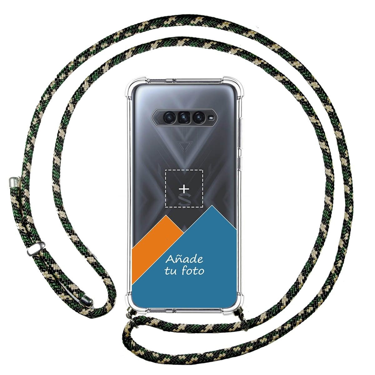 Personaliza tu Funda Colgante Transparente para Xiaomi Black Shark 4 5G con Cordon Verde / Dorado Dibujo Personalizada