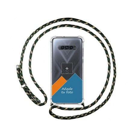 Personaliza tu Funda Colgante Transparente para Xiaomi Black Shark 4 5G con Cordon Verde / Dorado Dibujo Personalizada