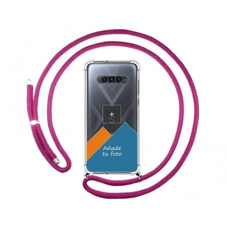 Personaliza tu Funda Colgante Transparente para Xiaomi Black Shark 4 5G con Cordon Rosa Fucsia Dibujo Personalizada