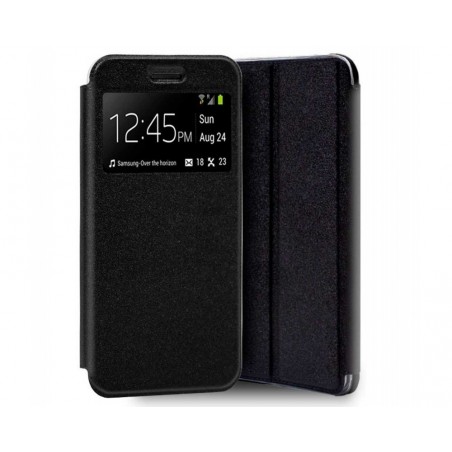 Funda Libro Soporte con Ventana para Wiko Y70 Color Negra