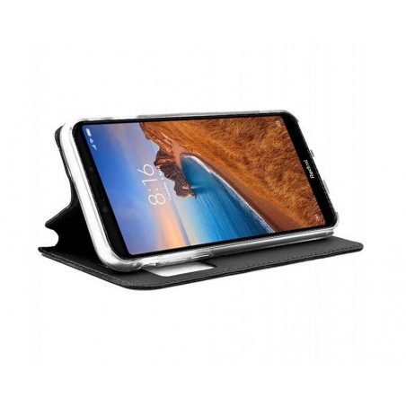 Funda Libro Soporte con Ventana para Wiko Y70 Color Negra