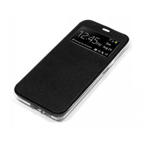 Funda Libro Soporte con Ventana para Wiko Y70 Color Negra