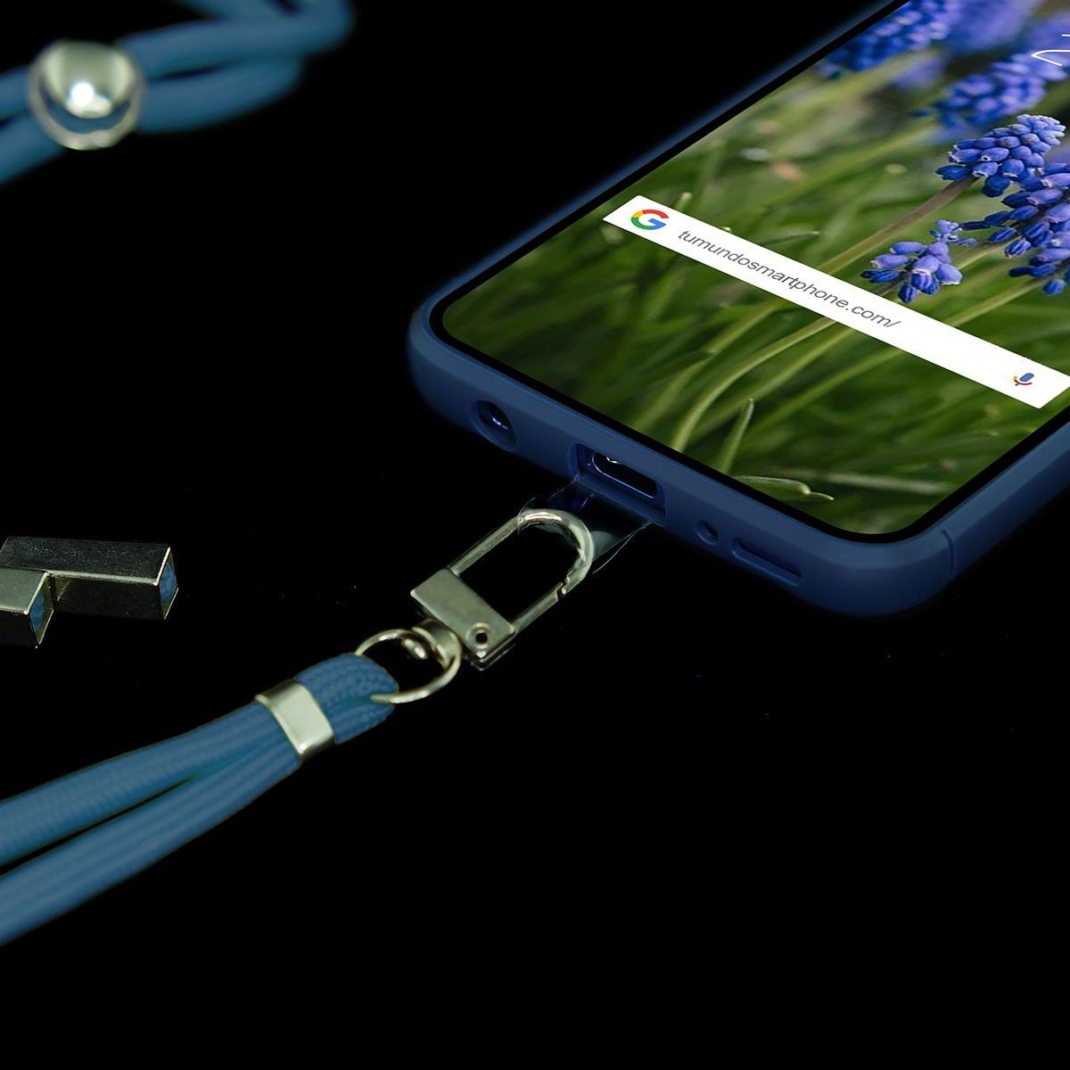 Adaptador Universal con Cordón para Funda de Móvil Colgante color Azul