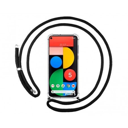 Funda Colgante Transparente para Google Pixel 5 5G con Cordon Negro