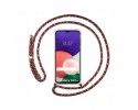 Funda Colgante Transparente para Samsung Galaxy A22 5G con Cordon Rosa / Dorado