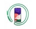 Funda Colgante Transparente para Samsung Galaxy A22 5G con Cordon Verde Agua
