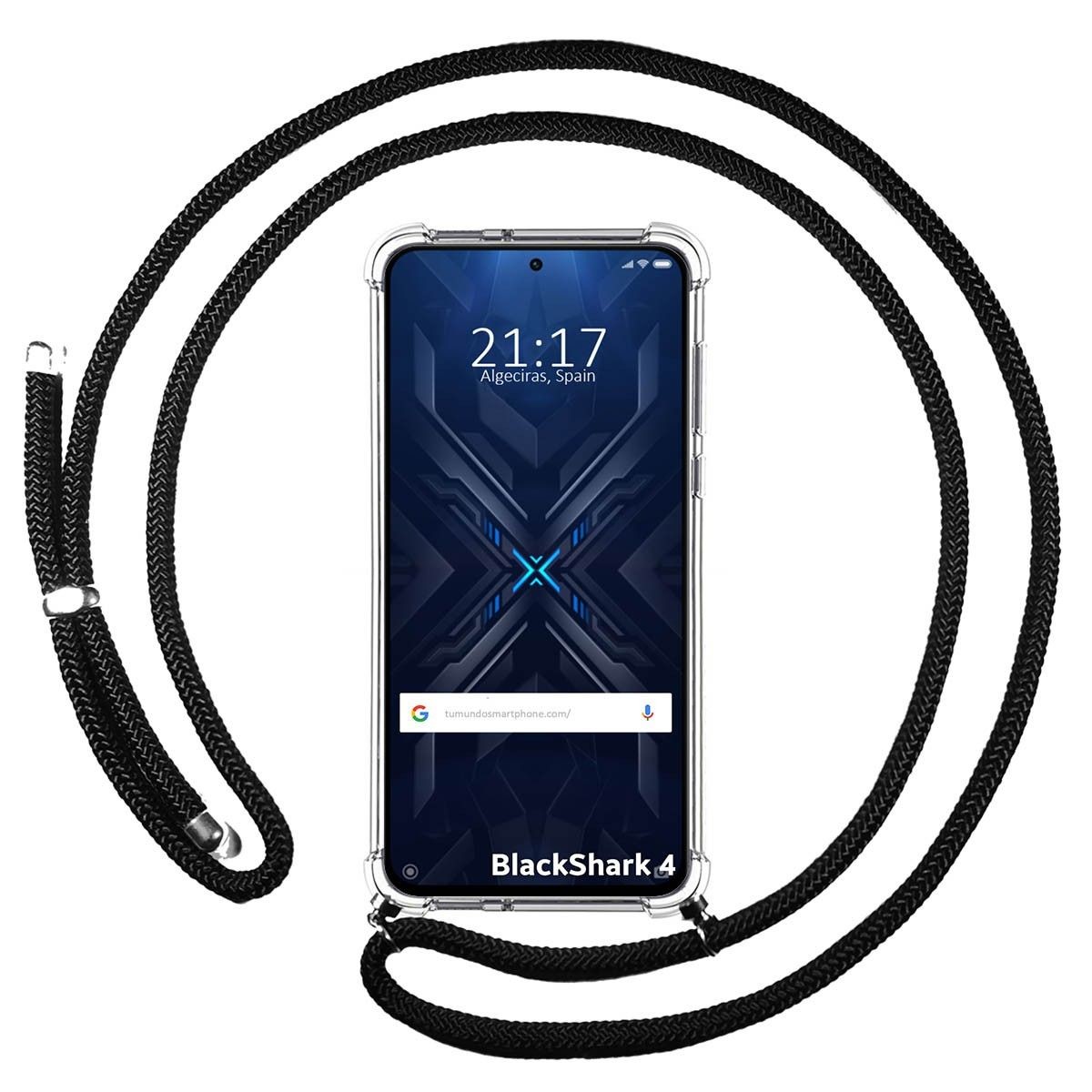 Funda Colgante Transparente para Xiaomi Black Shark 4 5G con Cordon Negro