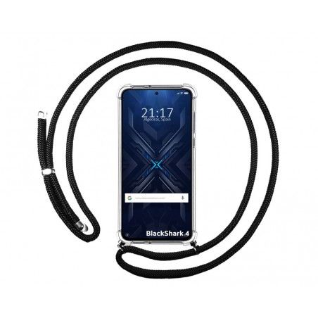 Funda Colgante Transparente para Xiaomi Black Shark 4 5G con Cordon Negro
