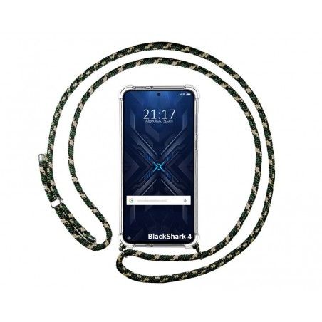 Funda Colgante Transparente para Xiaomi Black Shark 4 5G con Cordon Verde / Dorado