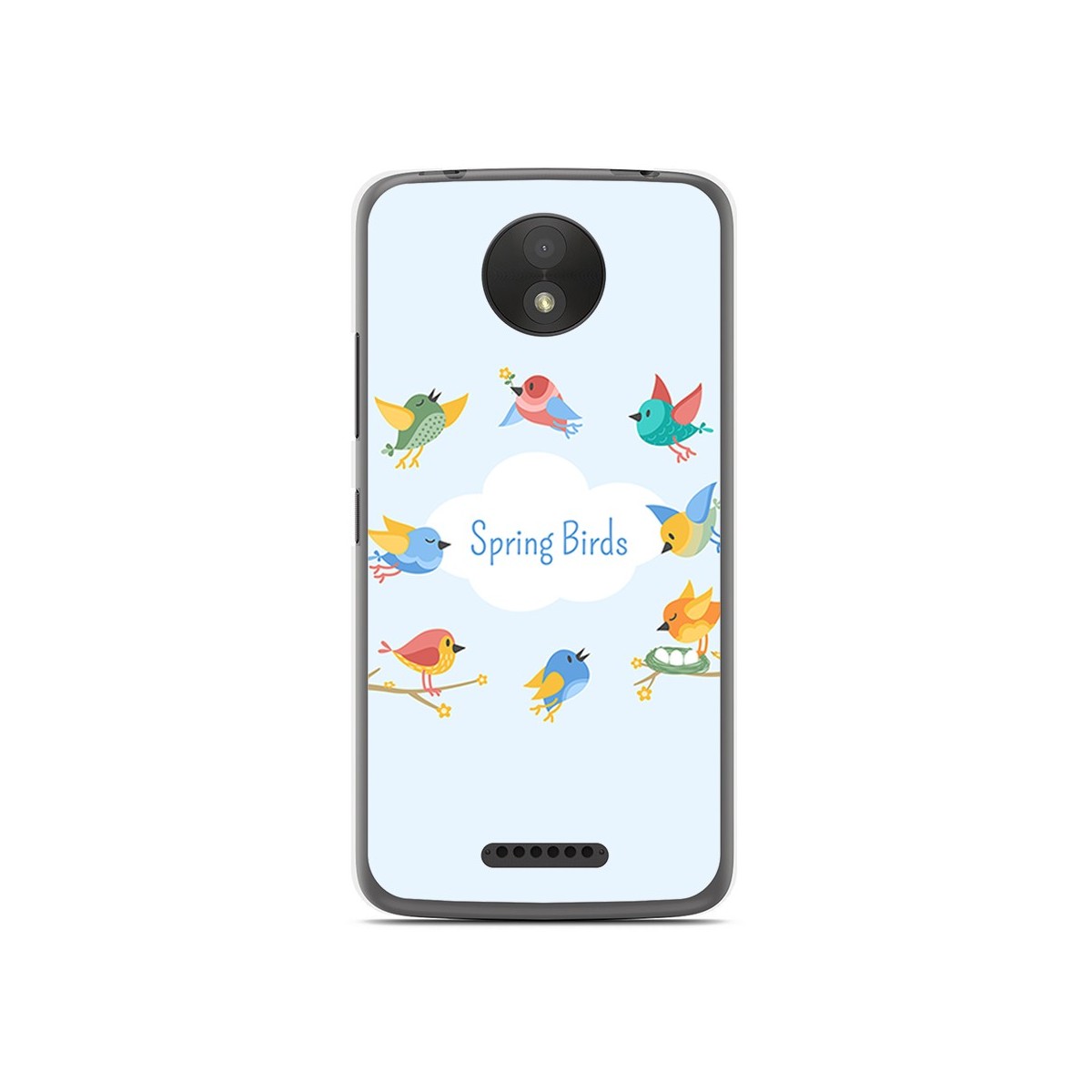 Funda Gel Tpu para Motorola Moto C Plus Diseño Spring Birds Dibujos