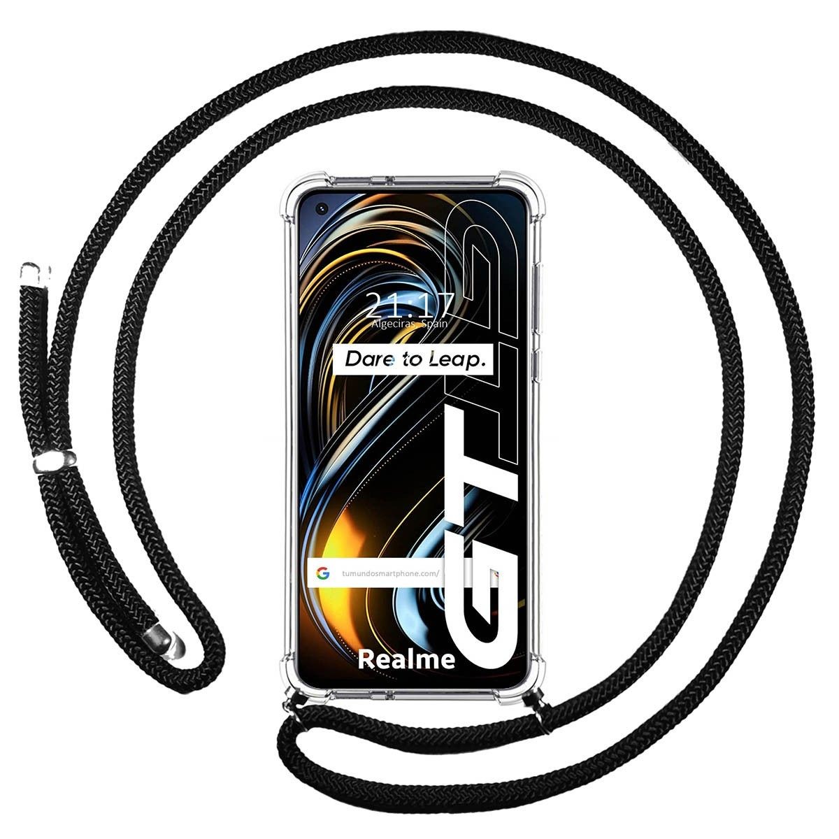 Funda Colgante Transparente para Realme GT 5G con Cordon Negro
