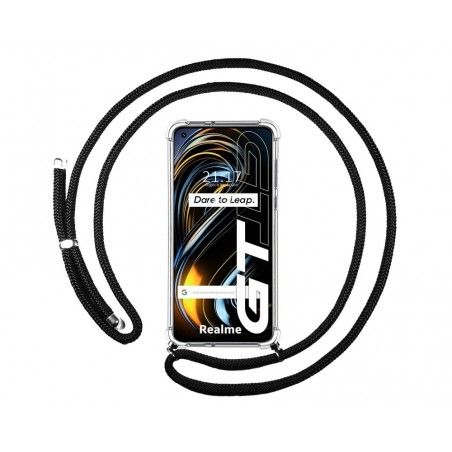 Funda Colgante Transparente para Realme GT 5G con Cordon Negro